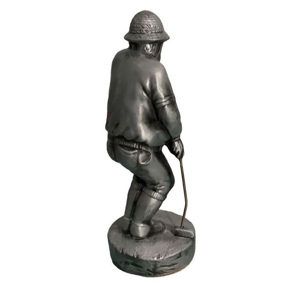 Vintage Pewter Golf Golfer Statue Creative Classics Surveying Green 12” - Picture 4 of 6